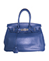 Birkin 30 Veau Taurillon Clemence Leather in Bleu de Prusse, front view
